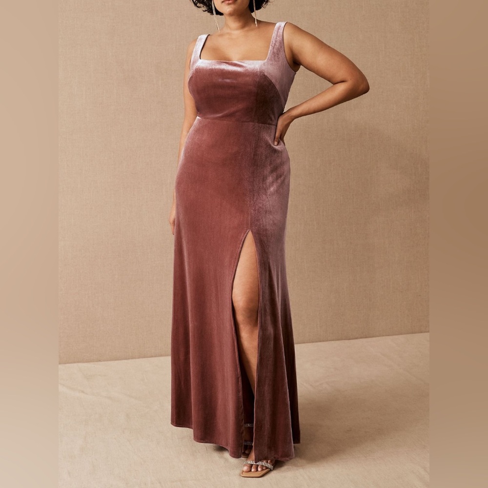 BHLDN NWT Anthropologie BY JENNY YOO Mara Velvet Maxi Dress Cinnamon Rose 22